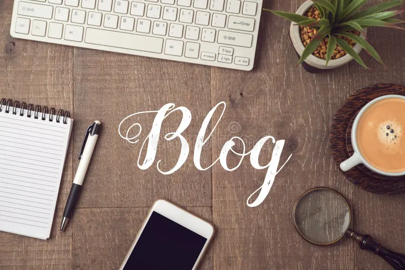Blog Information Website Concept Workplace Background Text View Above Blog Information Website Concept 118021391